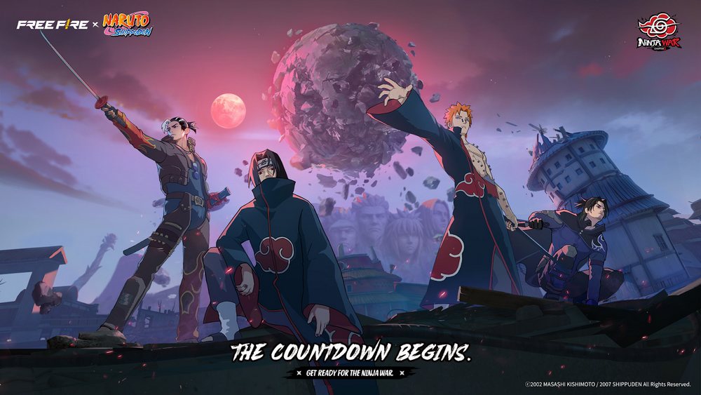 Artwork du chapitre 2 du crossover de 2025 entre Naruto Shippuden et Garena Free Fire