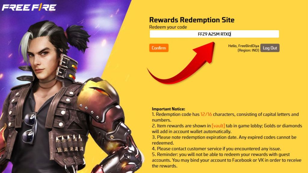Garena Free Fire Max Redeem Codes